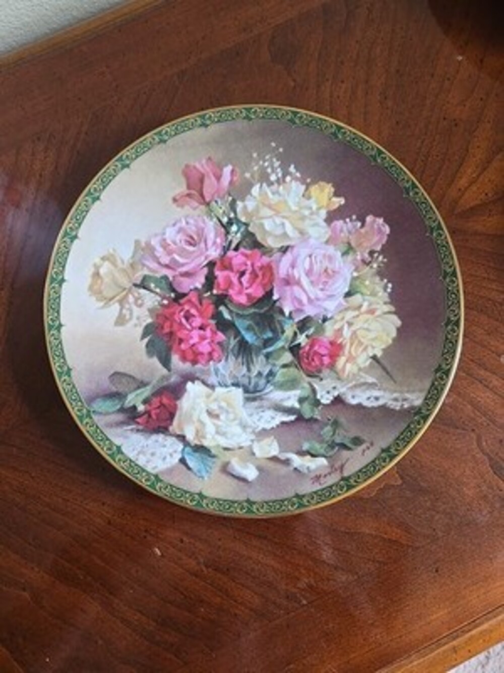 Plate Wall Art Collector Vieonne Morley's Romantic Roses "Victorian Beauty"